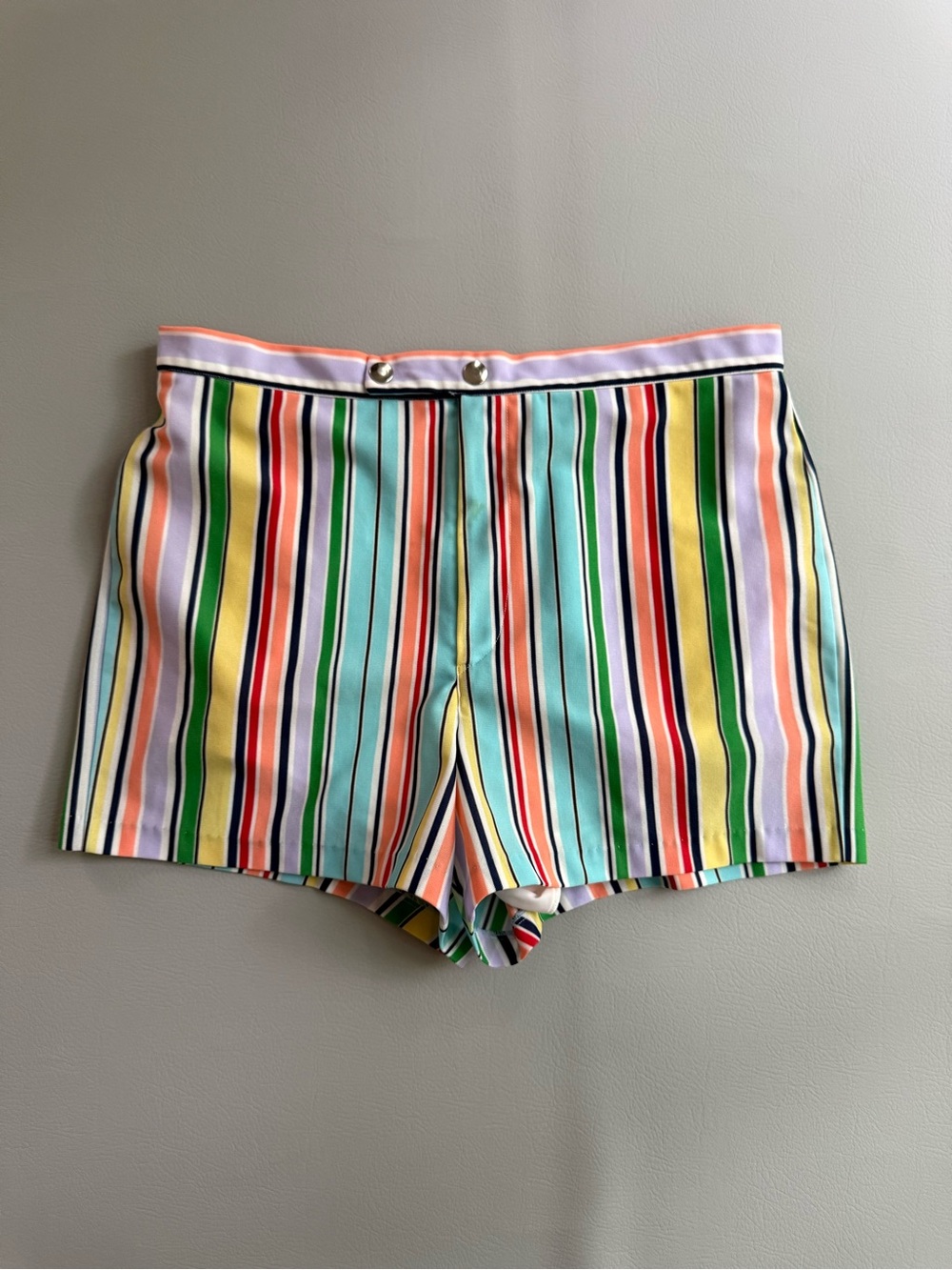 Men’s Vintage Shorts 60s Stripe Shorts Swim I. Magnin size 34, Measures 32